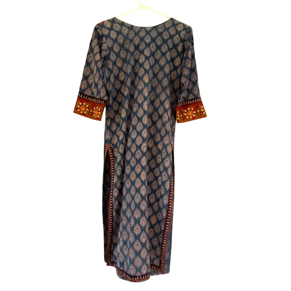 Embroidered Indian Kurta Tunic Ethnic Festival Long Top Meditation Yoga Wear Med - Picture 10 of 10
